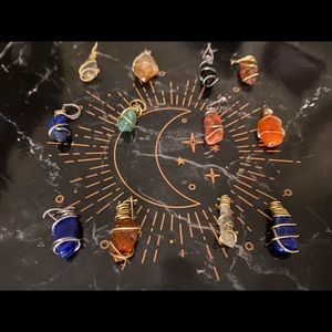 hand wrapped crystal pendants